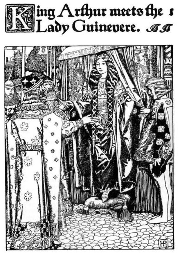 Arthur meets Guinevere — a plate by Howard Pyle