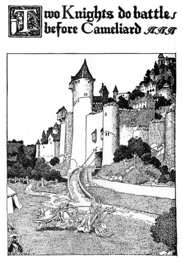 The battle before Cameliard — a plate by Howard Pyle