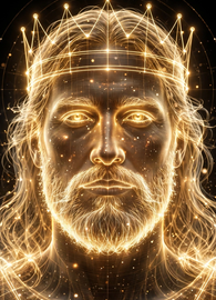 King Arthur, the narrator, in golden light