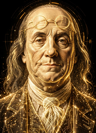 Benjamin Franklin, the narrator, in golden light