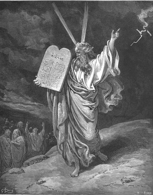 משה מוריד את לוחות הברית — תחריט של גוסטב דורה, 1866