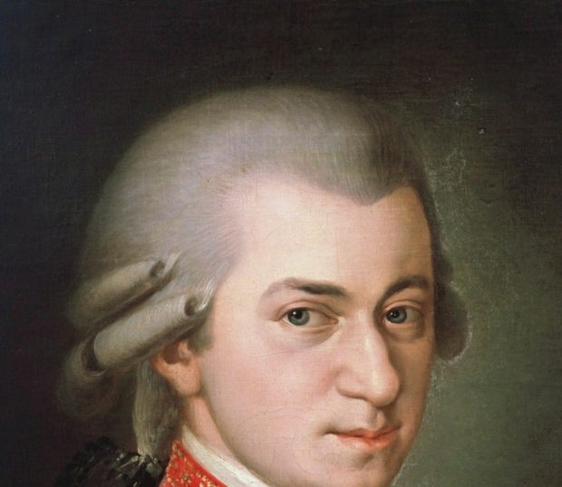 Mozart in his red coat — a bust plate from the book, after Krafft's portrait
