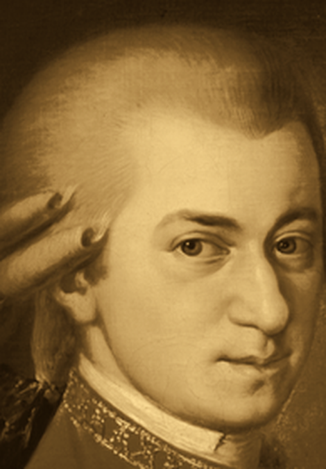 Mozart, the narrator, in golden light