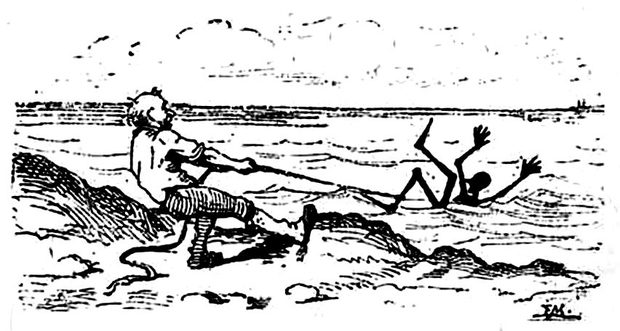 Pinocchio and the sea — a plate from the book