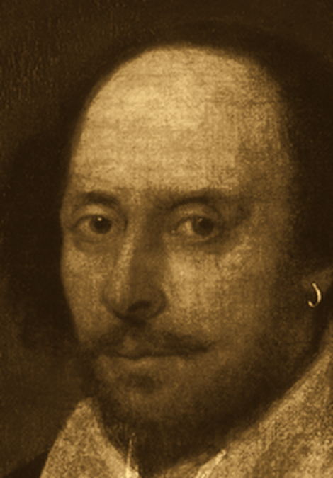 Shakespeare, the narrator, in golden light