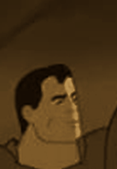Superman, the narrator, in golden light